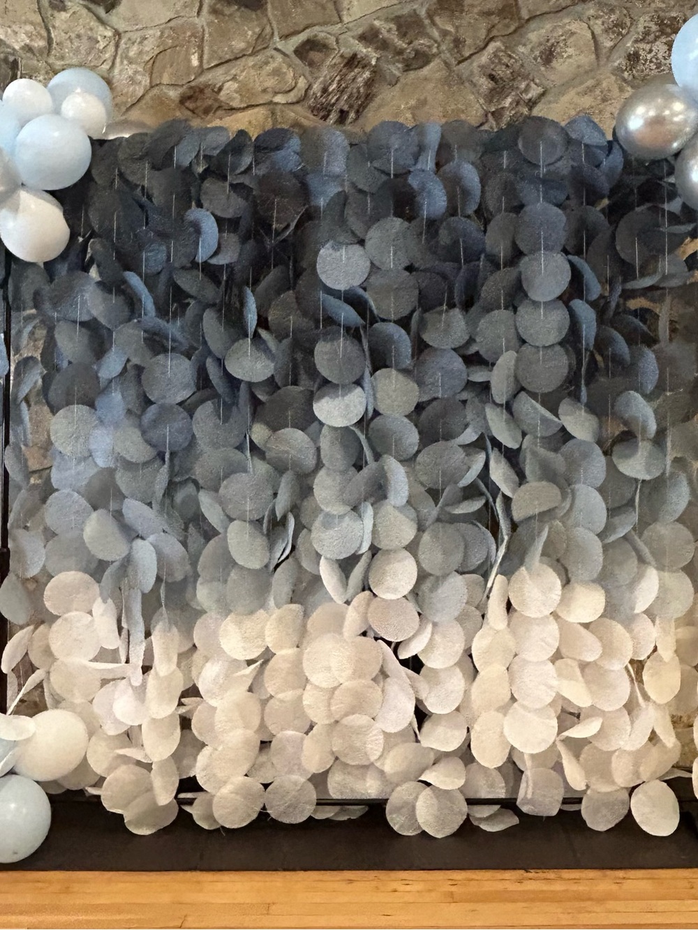Premium Ombre Paper Circle Backdrop - Blue Gray to White Party Decoration
